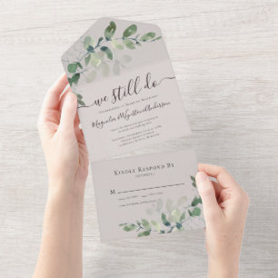 Rustic Eucalyptus Vow Renewal Ecru All In One Invitation