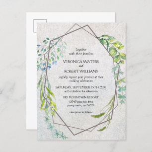 Rustic Eucalyptus Watercolor Greenery Wedding Invitation Postcard