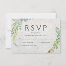 Rustic Eucalyptus Watercolor Greenery Wedding RSVP