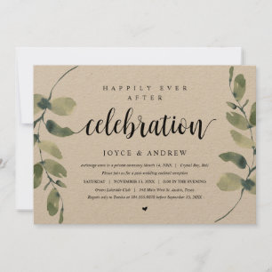 Rustic Eucalyptus, Wedding Elopement Celebration Invitation