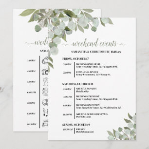 Rustic Eucalyptus Wedding Events & Timeline Program