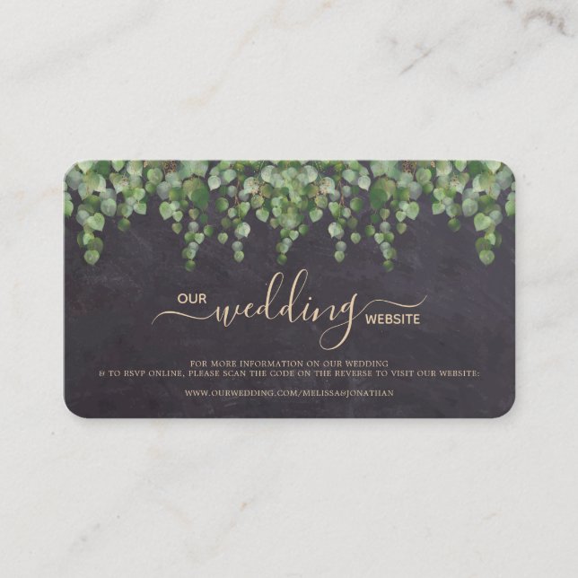 Rustic Eucalyptus Wedding QR Code RSVP Card (Front)