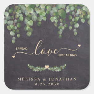 Rustic Eucalyptus Wedding Spread Love Not Germs  Square Sticker