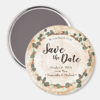 Rustic Eucalyptus Wood Slice wedding magnet