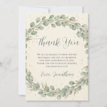 Rustic Eucalyptus Wreath Baby Shower Thank You