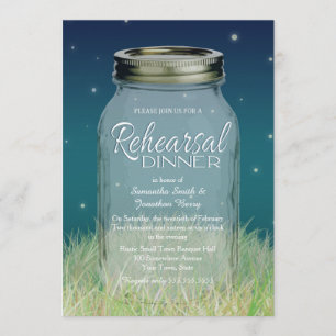 Rustic Evening Mason Jar Rehearsal Dinner Invitation
