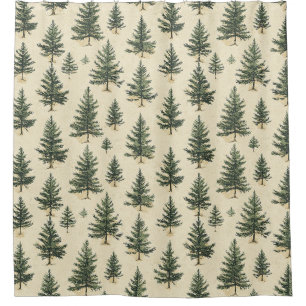 Rustic Evergreen Tree Sketch Cream Woodland
