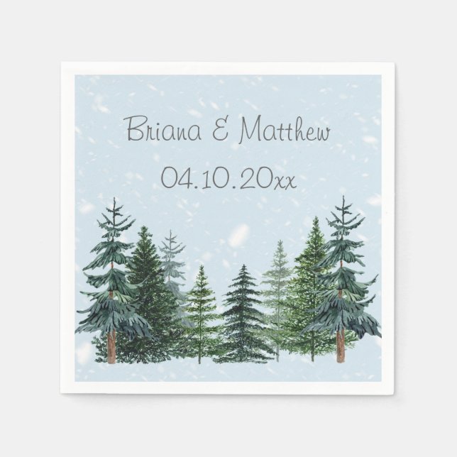 Rustic Evergreen Winter Pine Trees Napkin (Front)