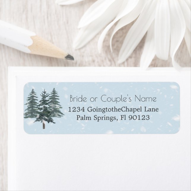 Rustic Evergreen Winter Pine Trees Return Address (Insitu)