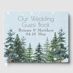 Rustic Evergreen Winter Pine Wedding Guest Book