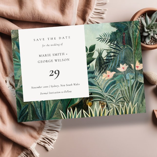 Rustic Exotic Tropical Forest Save The Date Card (Creator Uploaded)
