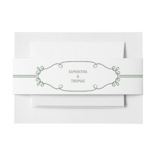 Rustic Fade Green Belly Band Invitation Belly Band