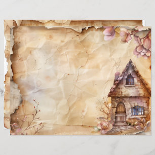 Rustic Fairy Home Vintage Scrapbook Journal Paper