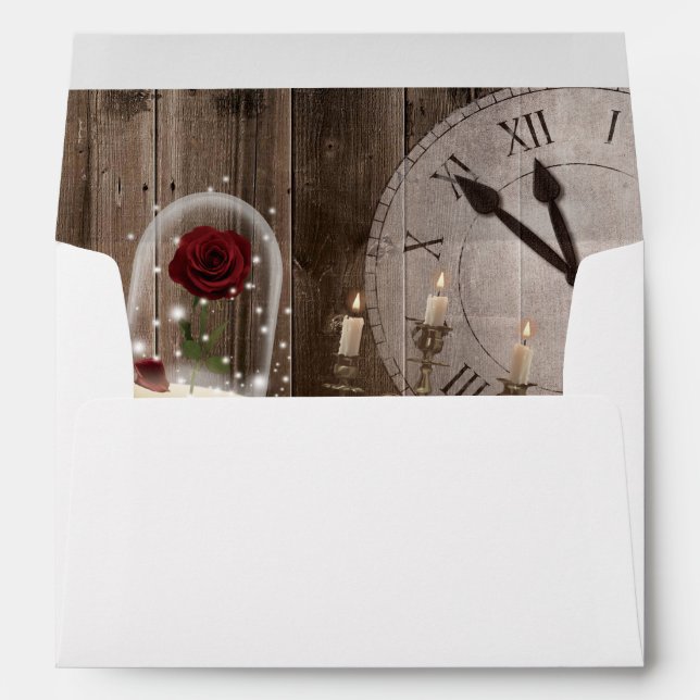 Rustic Fairytale Princess Barn Wood Wedding Envelope (Back (Bottom))