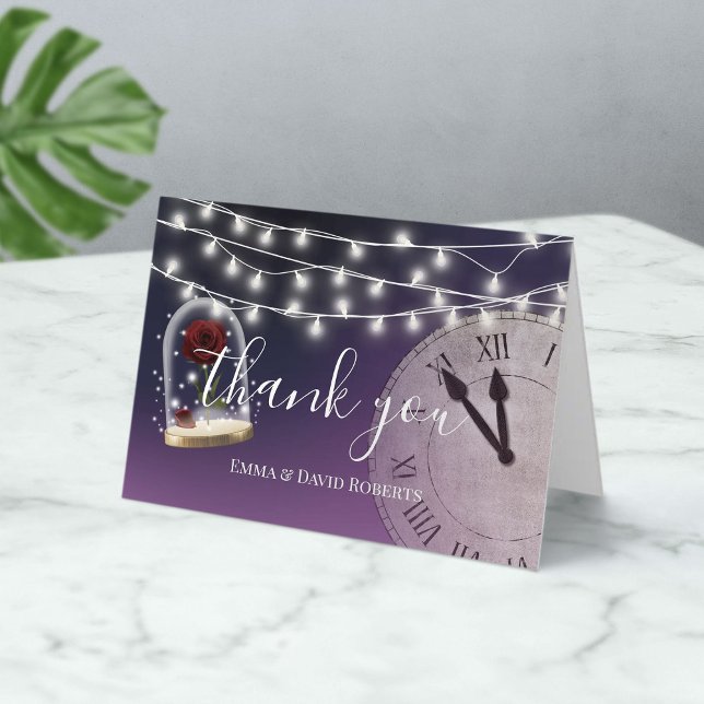 Rustic Fairytale Wedding Elegant Purple Thank You Card (Creator Uploaded)