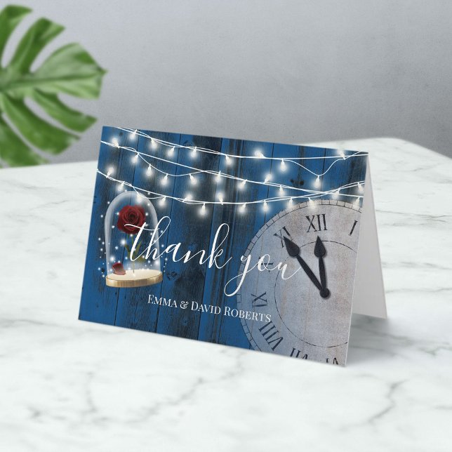 Rustic Fairytale Wedding Navy Barn Wood Thank You (Creator Uploaded)