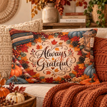 Rustic Fall Always Grateful Pumpkins Illustration