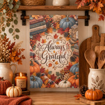 Rustic Fall Always Grateful Pumpkins Illustration