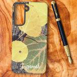 Rustic Fall Aspen Leaves Photograph Custom Samsung Galaxy Case<br><div class="desc">This close-up nature photo shares fall colour Quaking Aspen tree leaves. Personalize the text, remove the text or edit using the design tool to select a font style, size and colour you prefer. You can also add this design, where it fits appropriately, to one of the other phone case brands...</div>