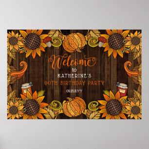 Rustic Fall   Autumn Birthday Party Welcome Poster
