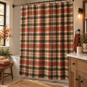 Rustic Fall Autumn Classic Plaid Rust Cream Black