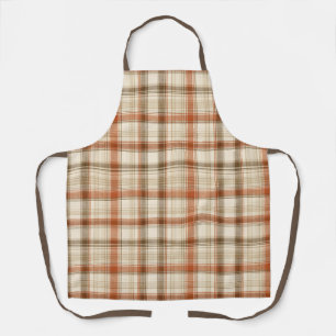 Rustic Fall Autumn Classic Plaid Rust Cream Brown Apron
