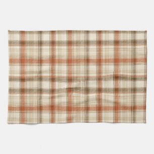 Rustic Fall Autumn Classic Plaid Rust Cream Brown Kitchen Towel