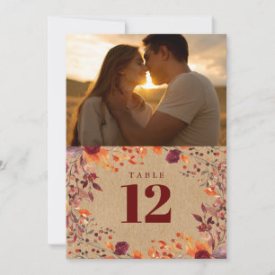 Rustic Fall Autumn Floral Photo Table Number