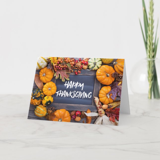 Rustic Fall Autumn Harvest Thanksgiving Card (Front)