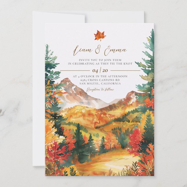 Rustic Fall Autumn Landscape Wedding Invitation (Front)