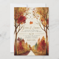 Rustic Fall Autumn Landscape Wedding Invitation