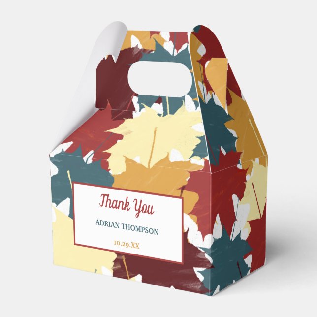 Rustic Fall Autumn Leaves Favor Box (Front Side)