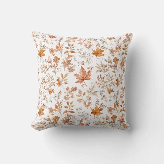Rustic Fall Autumn Leaves Throw Pillow Home Decor (Front)