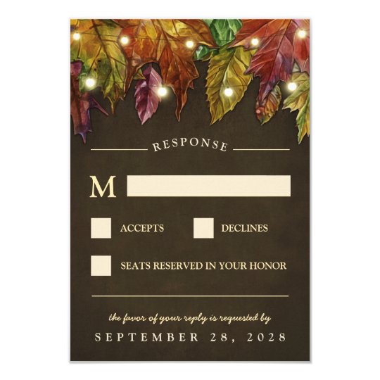 Rustic Fall Autumn Leaves Wedding RSVP Cards