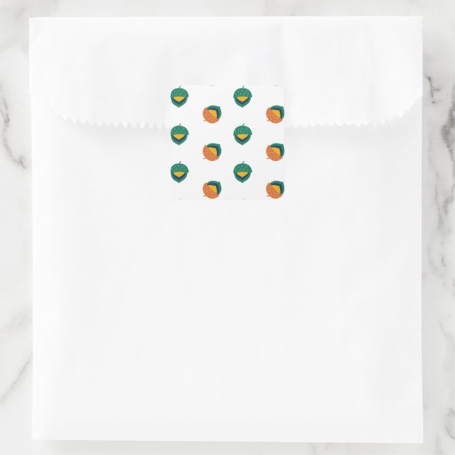 Rustic Fall Autumn Nature Acorn Pattern Square Sticker (Bag)