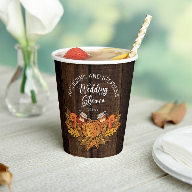 Rustic Fall |Autumn Pumpkin |Leaves Wedding Shower Paper Cups (Insitu)