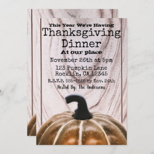 Rustic Fall Autumn Pumpkin Thanksgiving Dinner Invitation