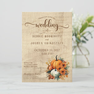 Rustic Fall Autumn Pumpkin Wedding Invitation