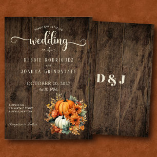 Rustic Fall Autumn Pumpkin Wedding Invitation