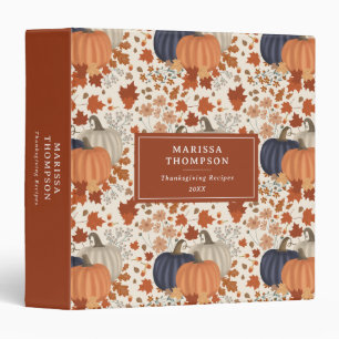 Rustic Fall Autumn Pumpkins Wildflowers Leaves Binder