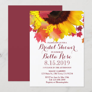 Rustic Fall Autumn Sunflower Bridal Shower Cards
