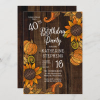 Rustic Fall |Autumn Sunflowers 40th Birthday Party