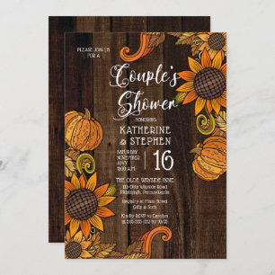 Rustic Fall   Autumn Sunflowers Couple's Shower In Invitation