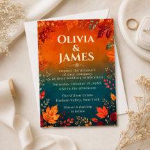 Rustic Fall Autumn Teal and Orange Leaves
