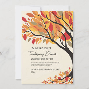 Rustic Fall Autumn Tree leaves Thanksgiving Invitation