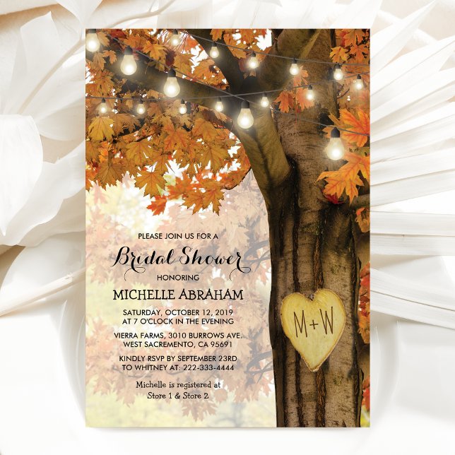 Rustic Fall Autumn Tree Lights Bridal Shower Invitation (Creator Uploaded)