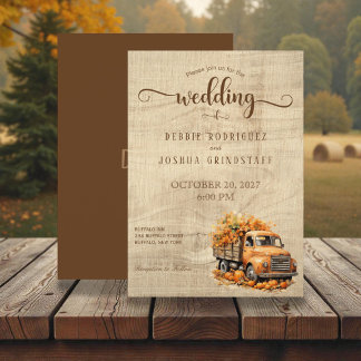 Rustic Fall Autumn Truck Wedding Invitation