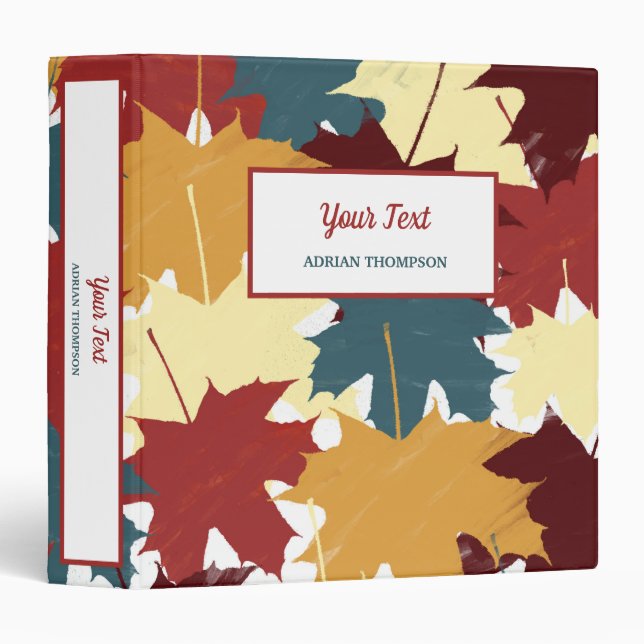 Rustic Fall Autumn Watercolor Leaves Binder (Front/Spine)