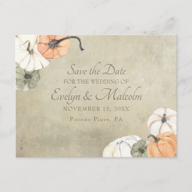 Rustic Fall Autumn Wedding Save the Date Announcement Postcard (Front)