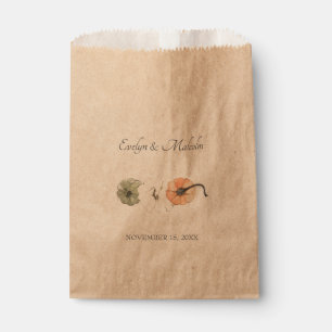 Rustic Fall Autumn White, Orange Pumpkins Wedding Favour Bag